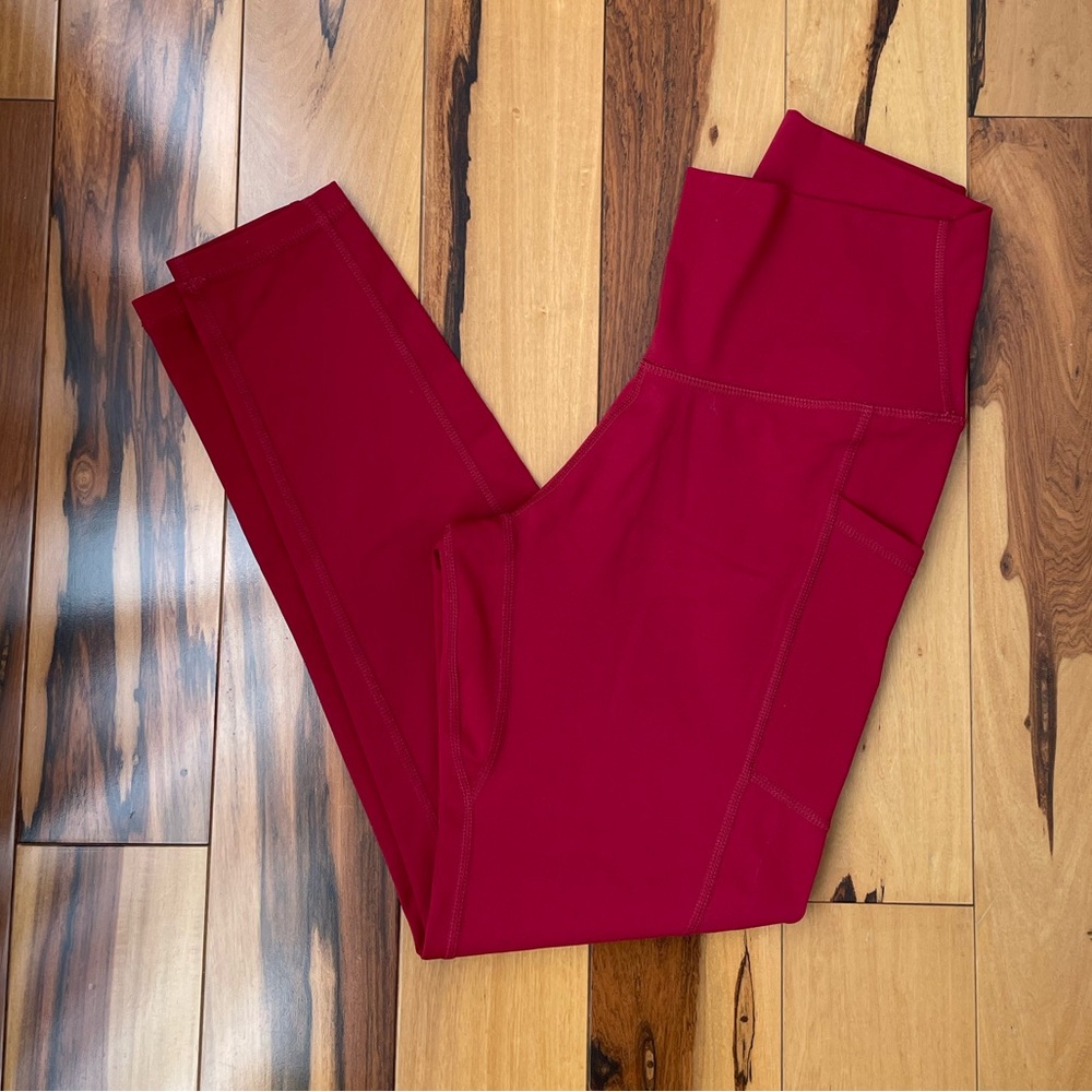 Colorfulkoala high waisted 7/8 red leggings with pockets